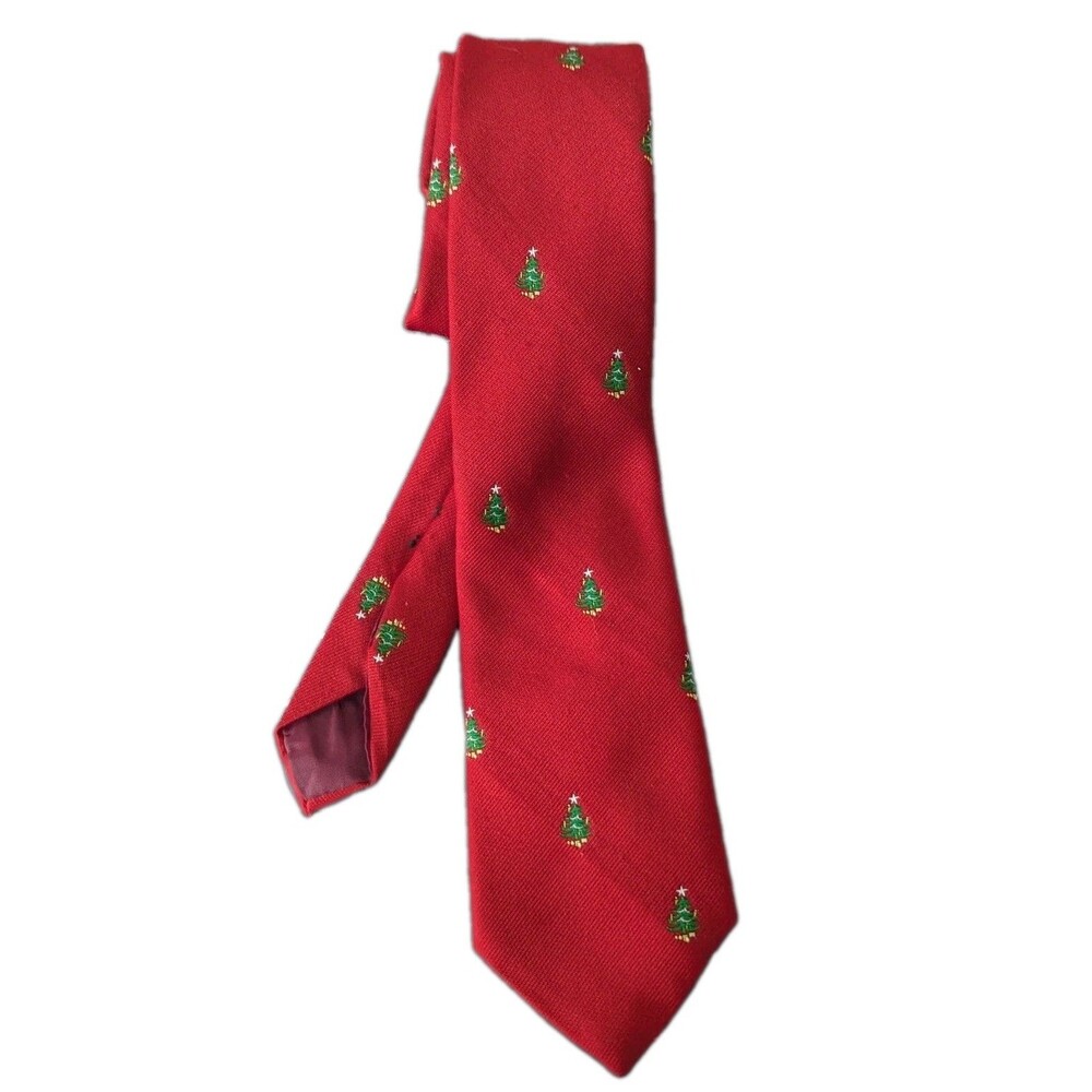 VTG Cape Cod Neckwear Necktie Red Christmas Tree Holiday Novelty Retro Festive